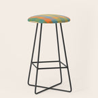 Colorful Retro Modern Stripe Check Pattern Blue Orange Green Yellow Stool Gallery Image 1