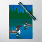 Loons in a Woodland Lake Wrapping Paper Gallery Image 1