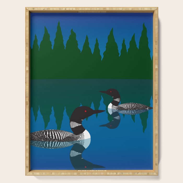 Loons in a Woodland Lake Serving Tray Gallery Image 1