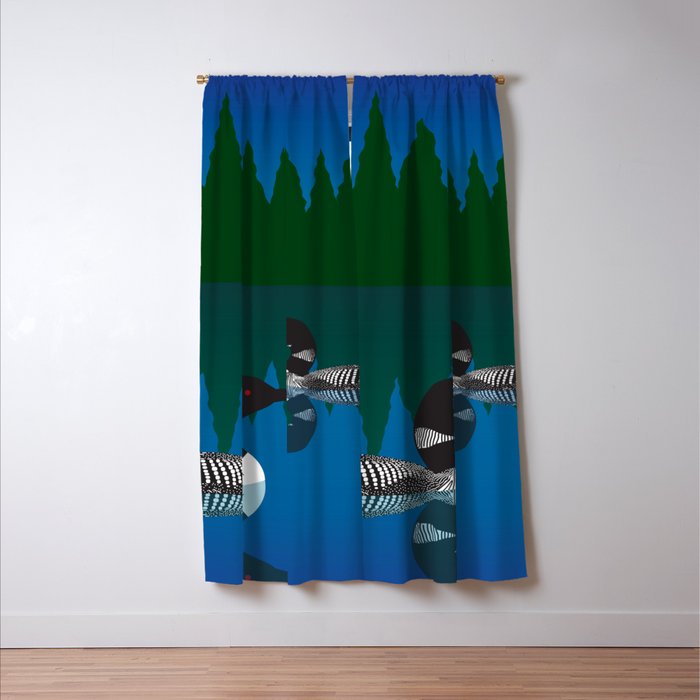 Loons in a Woodland Lake Window Curtain Gallery Image 3