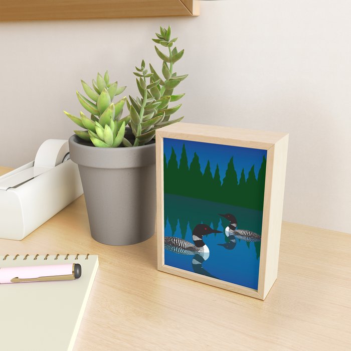 Loons in a Woodland Lake Mini Art Print Gallery Image 2