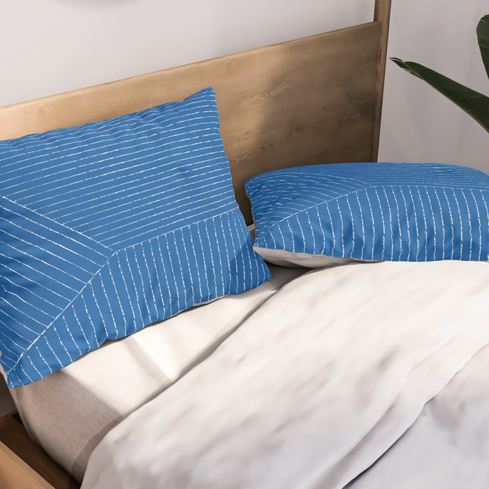 Lines (Sapphire Blue) Pillow Sham Gallery Image 2