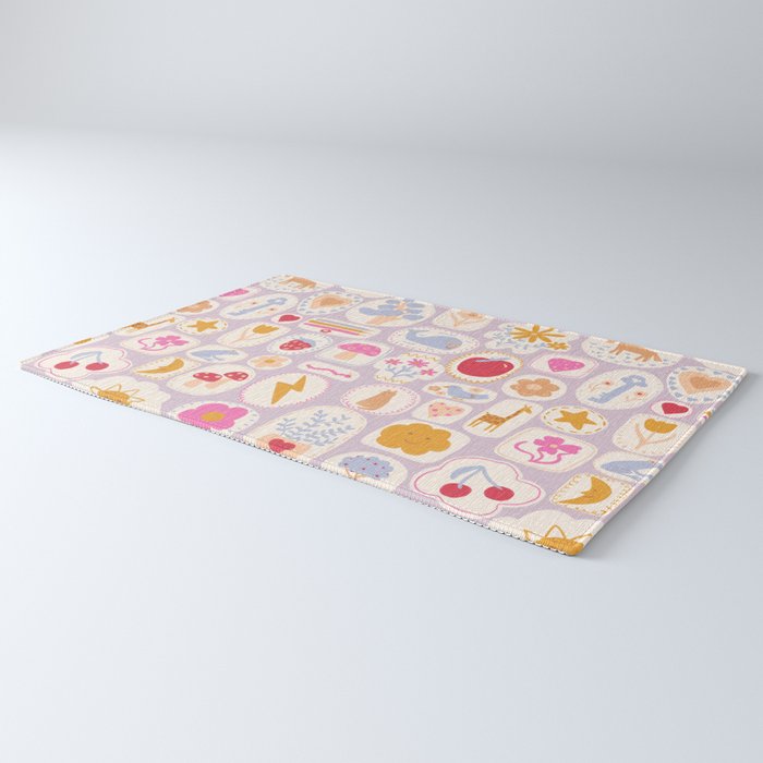 Little treasures, fun hand drawn pattern Rug Gallery Image 3