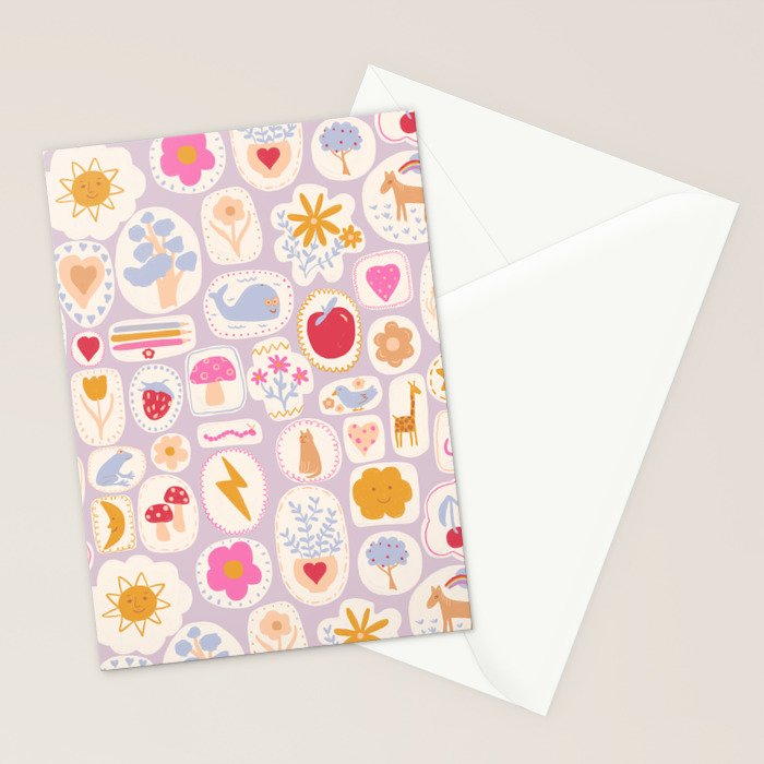 Little treasures, fun hand drawn pattern Stationery Card Gallery Image 2