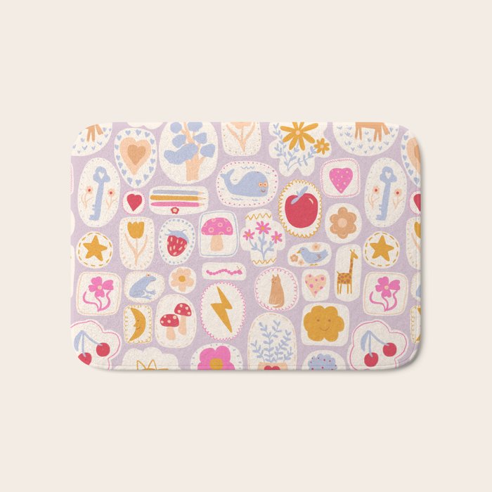 Little treasures, fun hand drawn pattern Bath Mat Gallery Image 1