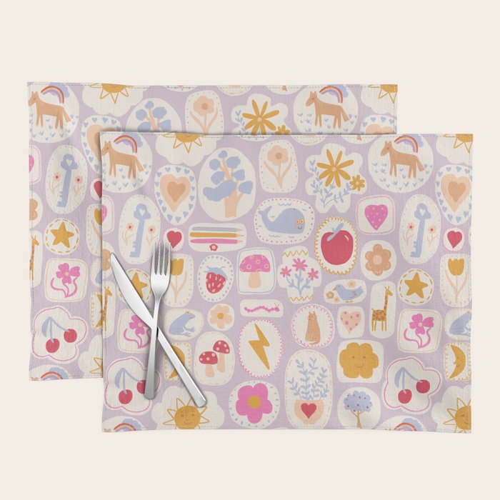 Little treasures, fun hand drawn pattern Placemat Gallery Image 1