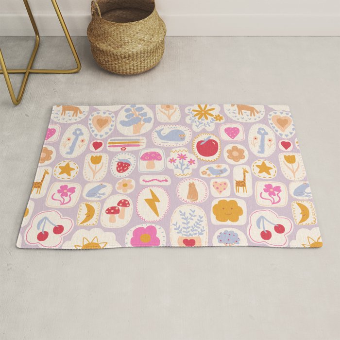 Little treasures, fun hand drawn pattern Rug Gallery Image 1
