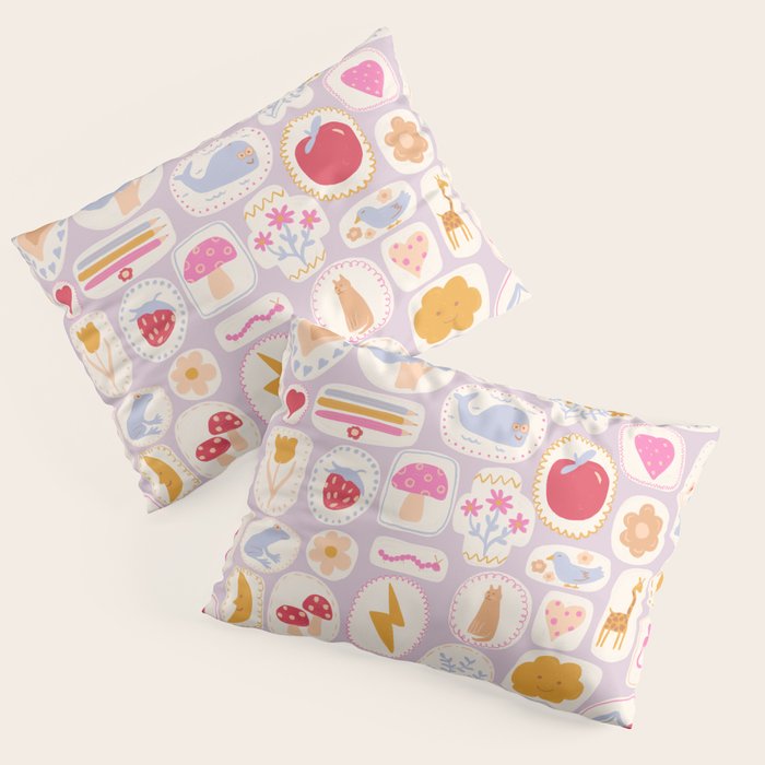 Little treasures, fun hand drawn pattern Pillow Sham Gallery Image 1