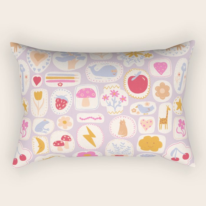 Little treasures, fun hand drawn pattern Rectangular Pillow Gallery Image 2