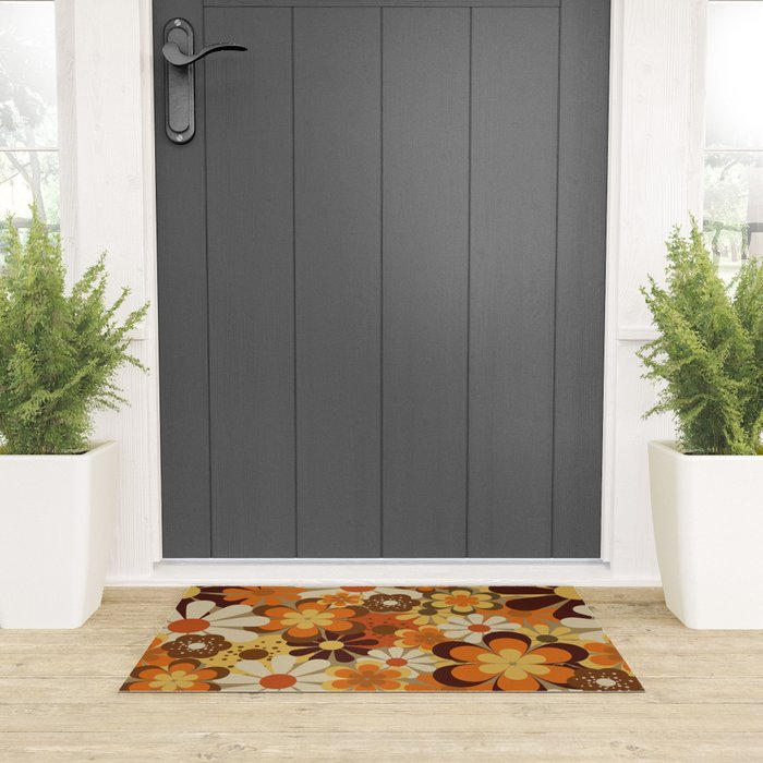 70's Floral Prints, Retro Art Welcome Mat Gallery Image 3