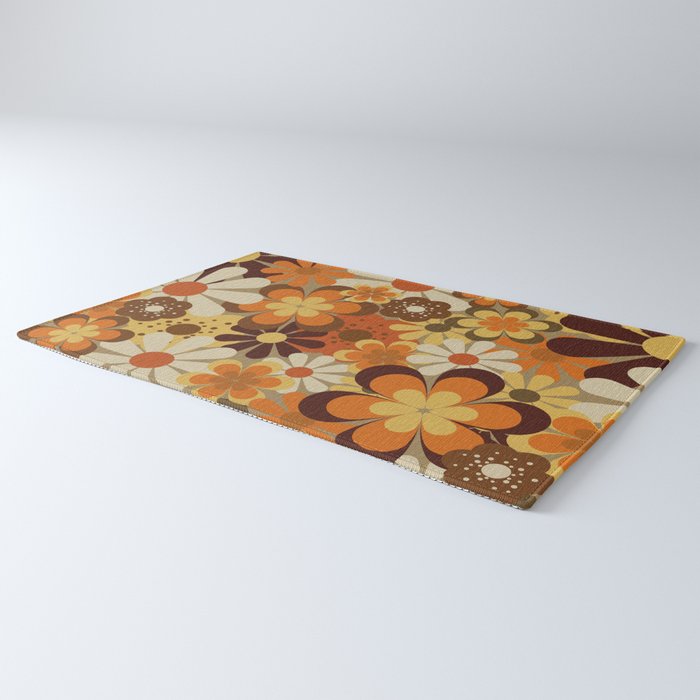 70's Floral Prints, Retro Art Rug Gallery Image 3
