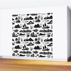 Black and white nature landscape doodle pattern Wall Mural Gallery Image 2