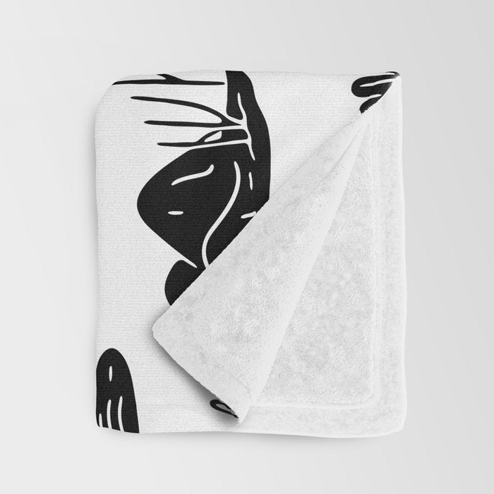 Black and white nature landscape doodle pattern Throw Blanket Gallery Image 3