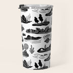 Black and white nature landscape doodle pattern Travel Mug Gallery Image 3