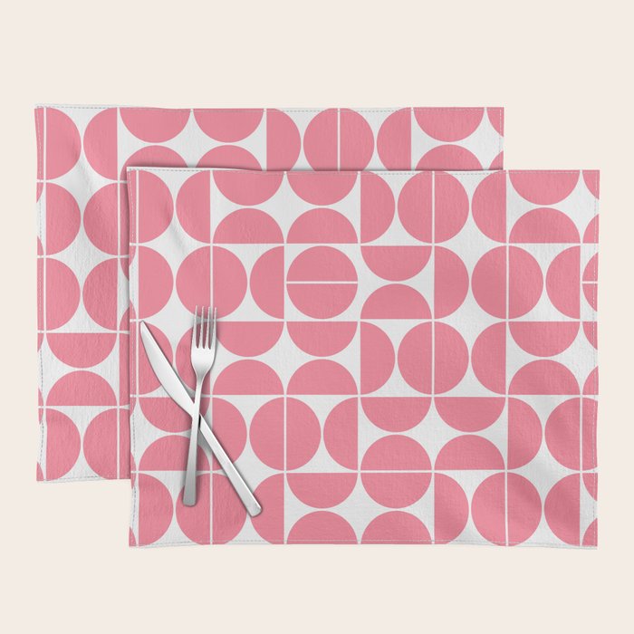 Mid Century Modern Geometric 04 Pink Placemat Gallery Image 1