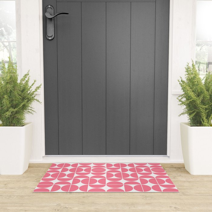 Mid Century Modern Geometric 04 Pink Welcome Mat Gallery Image 3