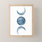 Blue Moon Phases Watercolor Mini Art Print Gallery Image 1