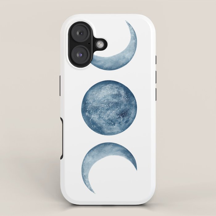 Blue Moon Phases Watercolor iPhone Case Gallery Image 1
