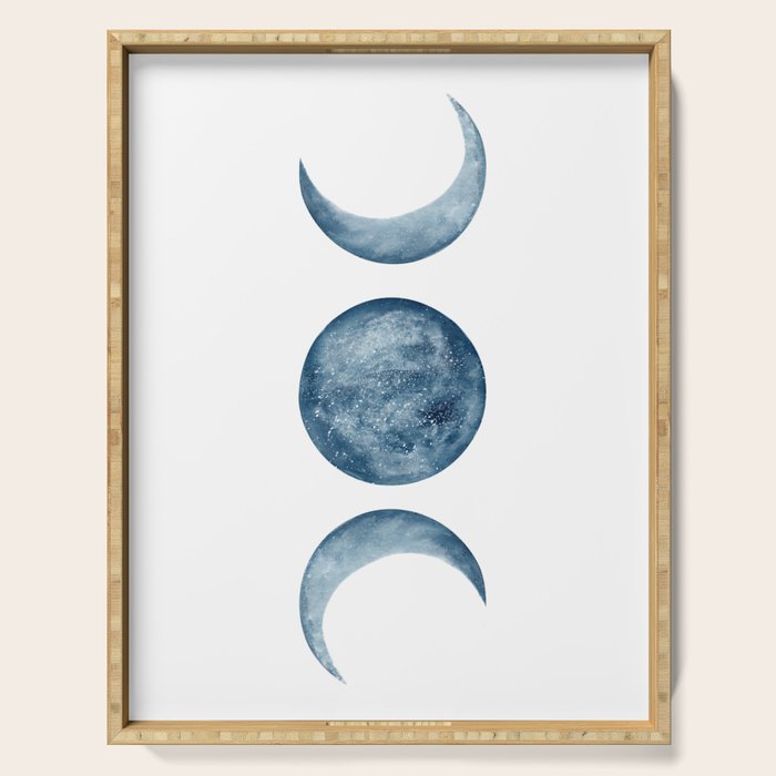 Blue Moon Phases Watercolor Serving Tray Gallery Image 1