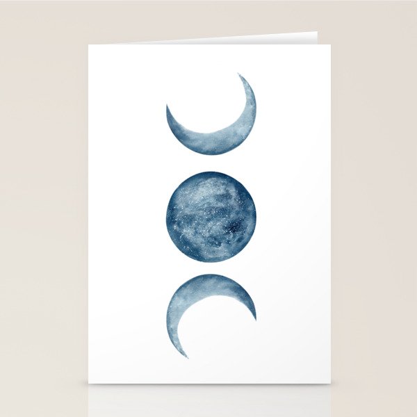 Blue Moon Phases Watercolor Stationery Card Gallery Image 2