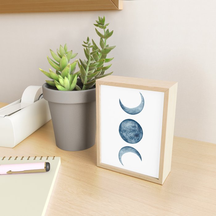 Blue Moon Phases Watercolor Mini Art Print Gallery Image 2