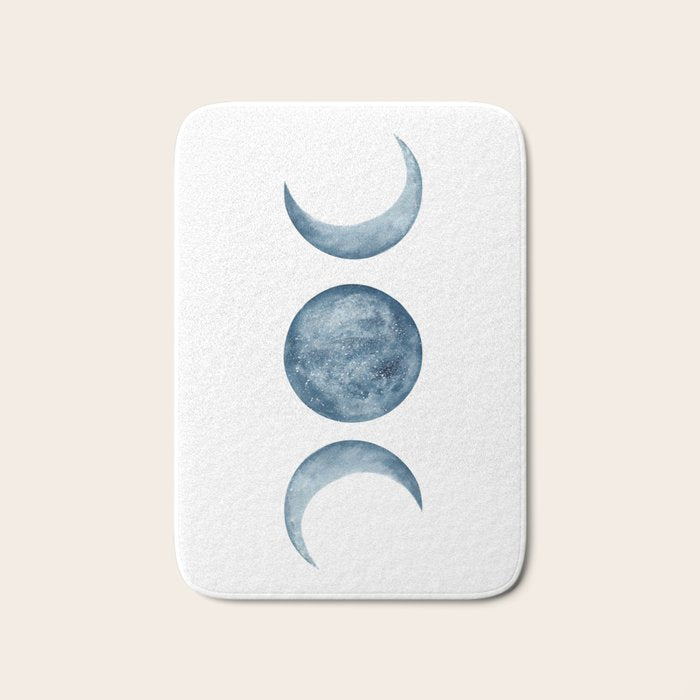 Blue Moon Phases Watercolor Bath Mat Gallery Image 1