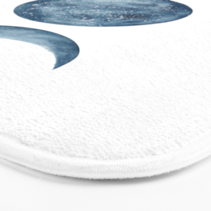 Blue Moon Phases Watercolor Bath Mat Gallery Image 3