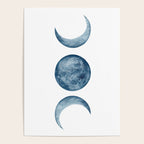 Blue Moon Phases Watercolor Poster Gallery Image 4