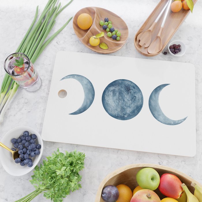 Blue Moon Phases Watercolor Cutting Board Gallery Image 2