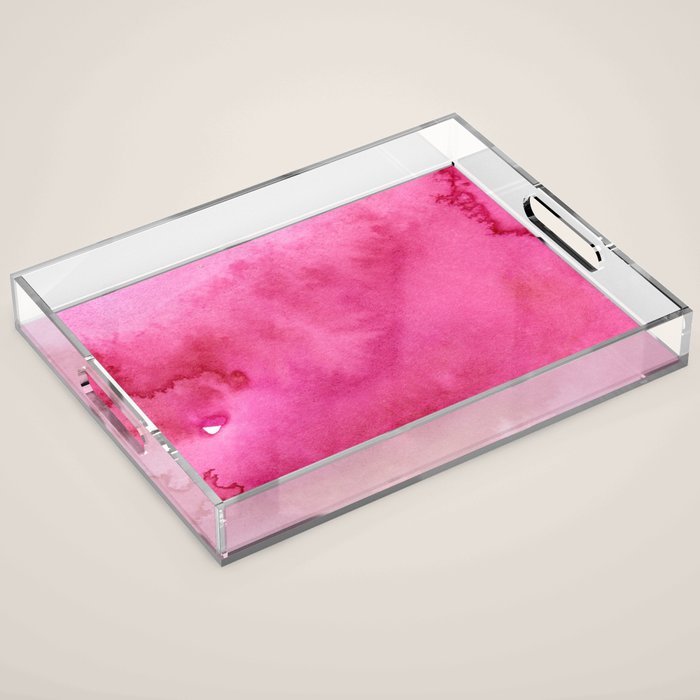 Blush pink magenta watercolor paint gradient Acrylic Tray Gallery Image 1