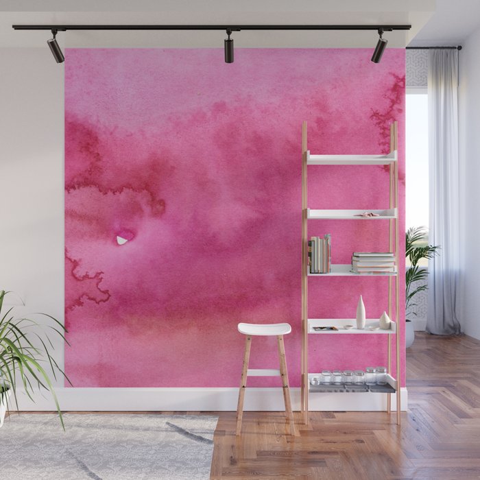 Blush pink magenta watercolor paint gradient Wall Mural Gallery Image 1