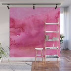 Blush pink magenta watercolor paint gradient Wall Mural Gallery Image 1