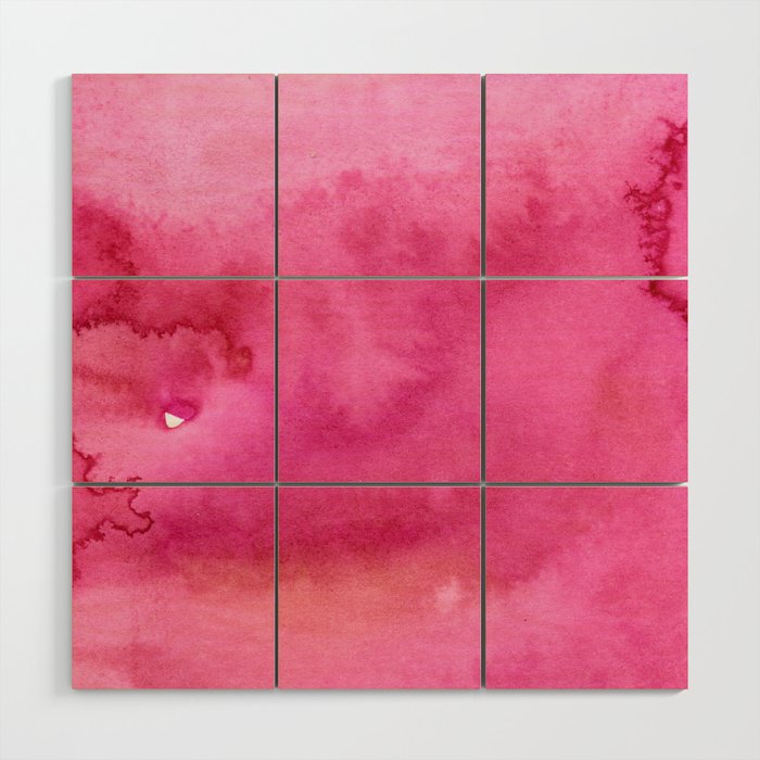 Blush pink magenta watercolor paint gradient Wood Wall Art Gallery Image 1