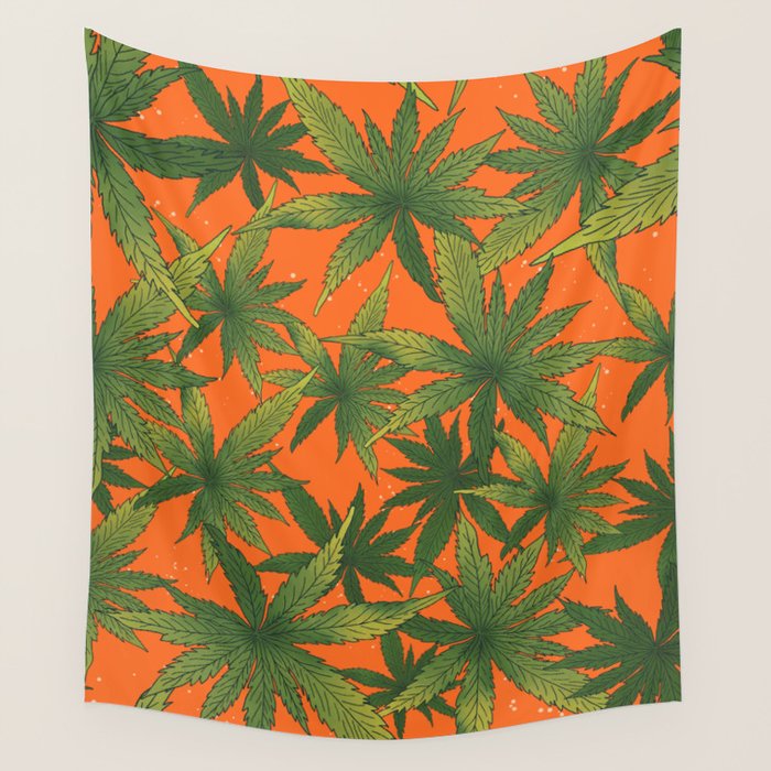 Cannabis Leaves Garden Wall Tapestry Gallery Image 4