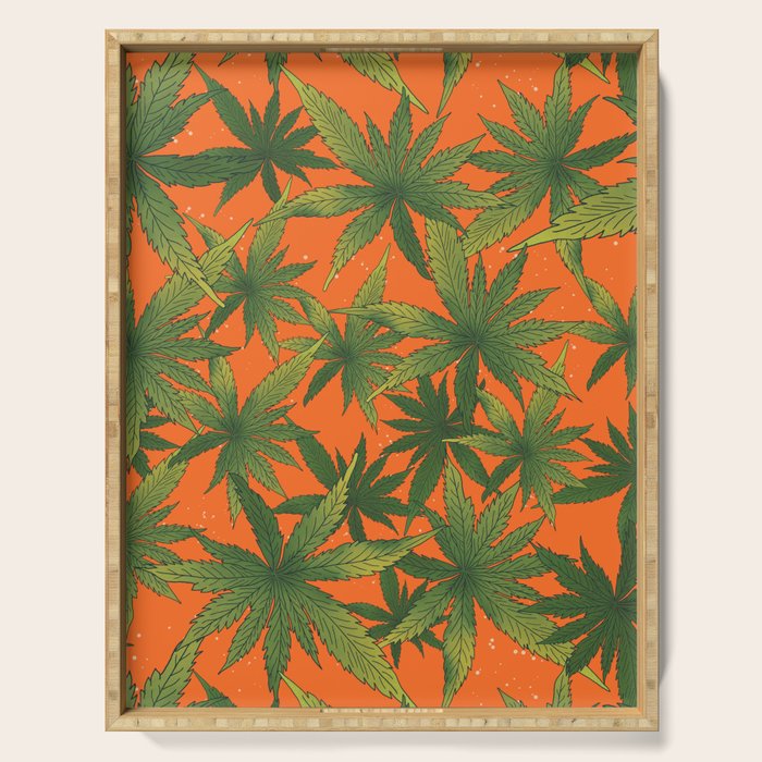 Cannabis Leaves Garden Serving Tray Gallery Image 1