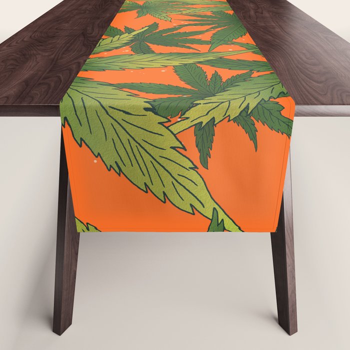 Cannabis Leaves Garden Table Runner Gallery Image 1