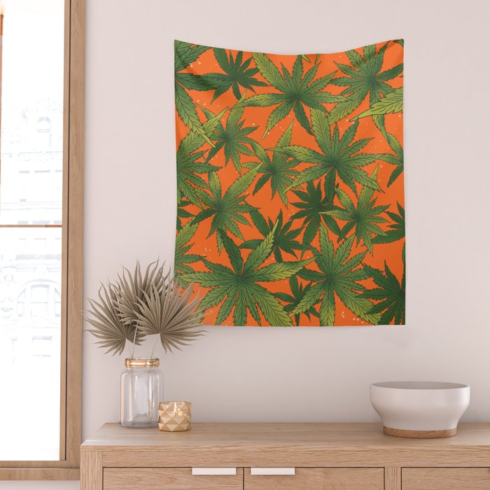 Cannabis Leaves Garden Wall Tapestry Gallery Image 2