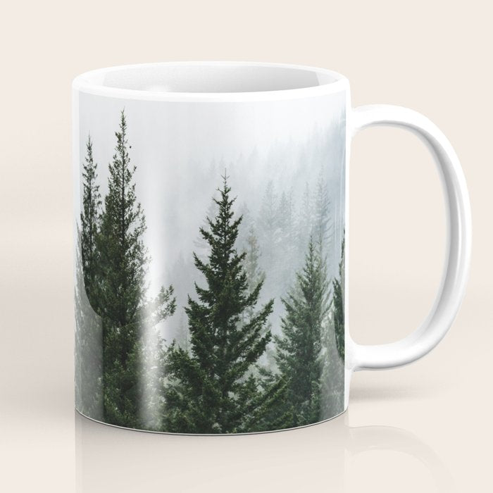 Wanderlust Forest V - Mountain Adventure in Foggy Woods Coffee Mug Gallery Image 1