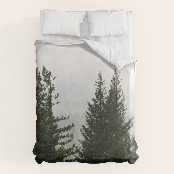 Wanderlust Forest V - Mountain Adventure in Foggy Woods Duvet Cover Gallery Image 1