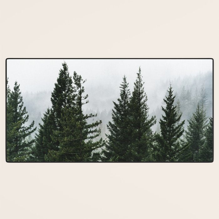Wanderlust Forest V - Mountain Adventure in Foggy Woods Desk Mat Gallery Image 3