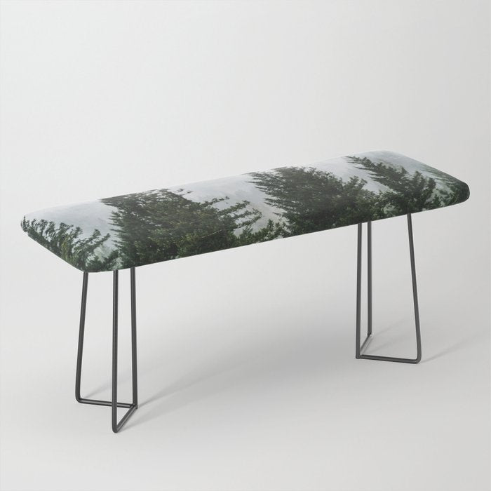 Wanderlust Forest V - Mountain Adventure in Foggy Woods Bench Gallery Image 1