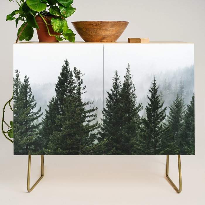 Wanderlust Forest V - Mountain Adventure in Foggy Woods Credenza Gallery Image 1