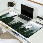 Wanderlust Forest V - Mountain Adventure in Foggy Woods Desk Mat Gallery Image 2