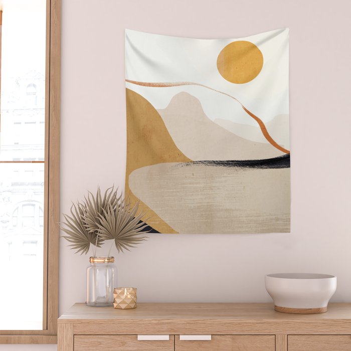 Minimal Abstract Art Landscape 31 Wall Tapestry Gallery Image 2