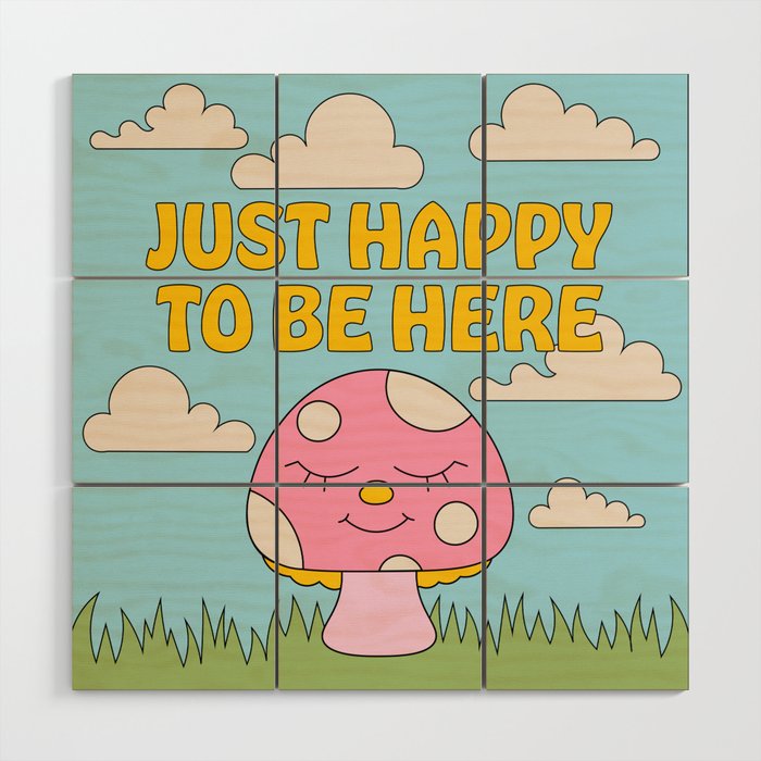 Happy Mushroom Wood Wall Art Gallery Image 1