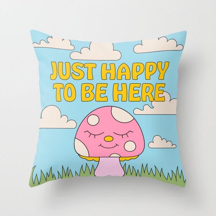 Happy Mushroom Throw Pillow Gallery Image 6
