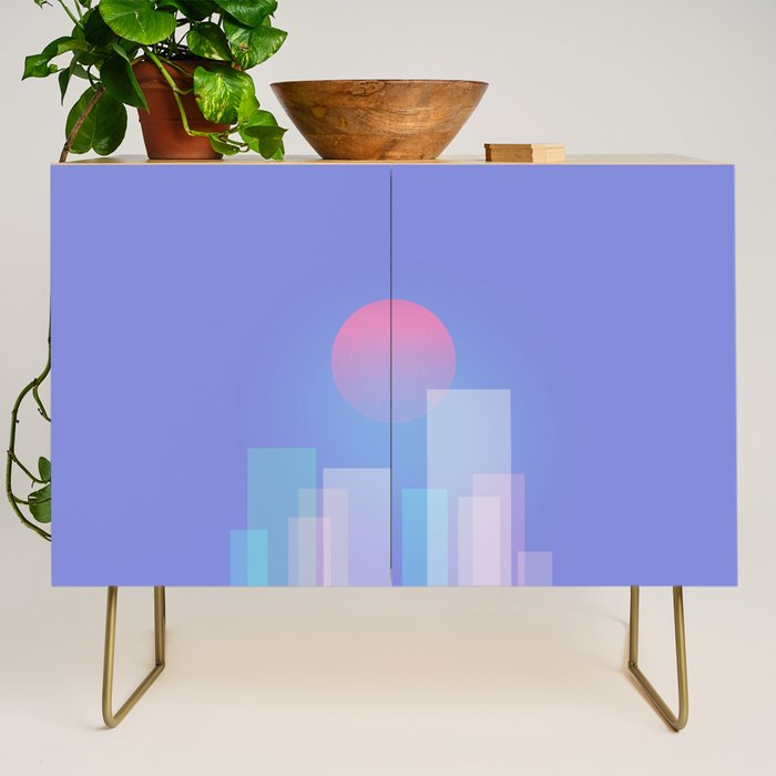 Abstract geometric pixel city 6 Credenza Gallery Image 1