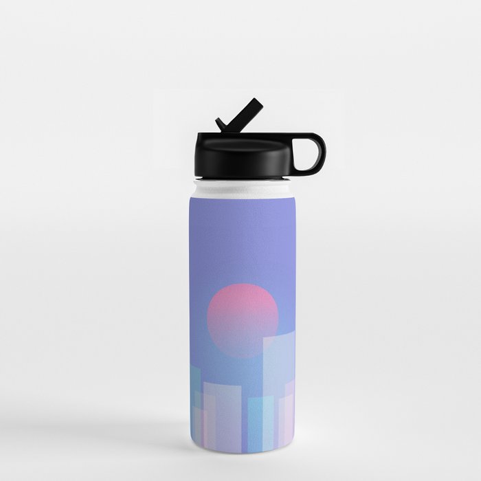 Abstract geometric pixel city 6 Water Bottle Gallery Image 1