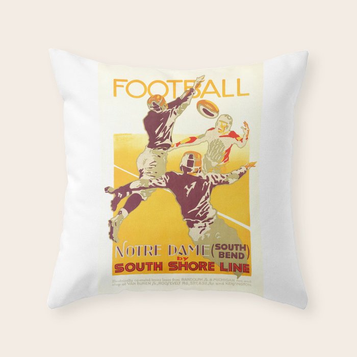 1926 Notre Dame By South Shore Line Advertising Poster Throw Pillow Gallery Image 6