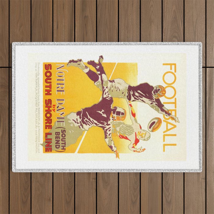 1926 Notre Dame By South Shore Line Advertising Poster Outdoor Rug Gallery Image 1